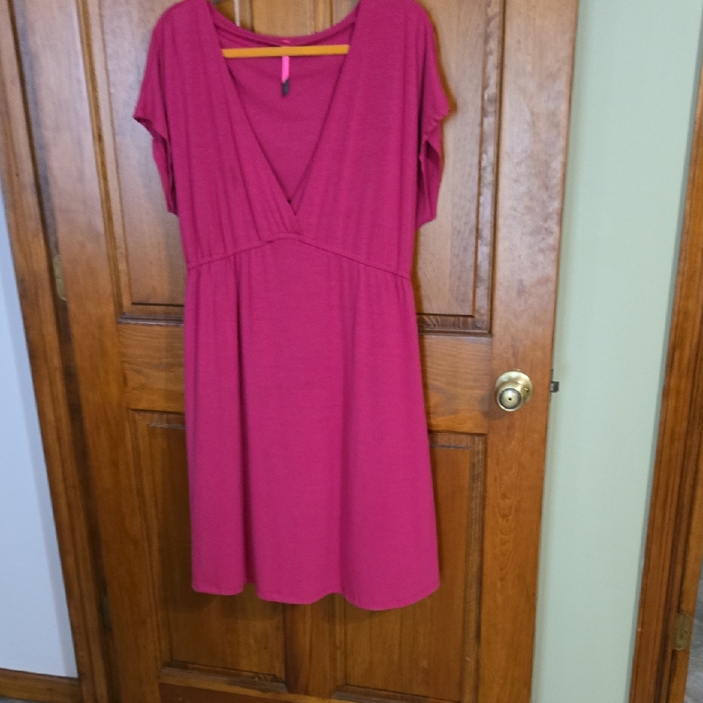 Vibrant Pink V-Neck Dress